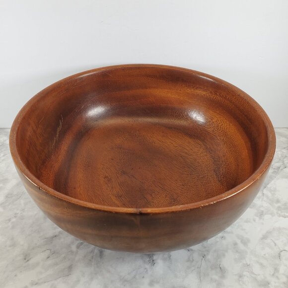 Turned 11" x 4 3/4" Wooden Serving Bowl - Rustic Home Decor - Picture 4 of 9